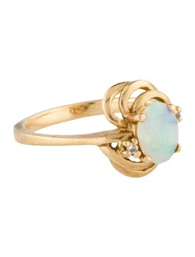 Pre-owned Ring 14k Opal & Diamond Cocktail  In Multi