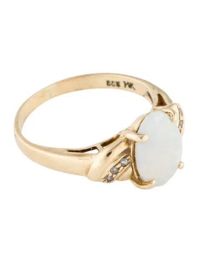 Pre-owned Ring 14k Opal & Diamond Cocktail  In Multi