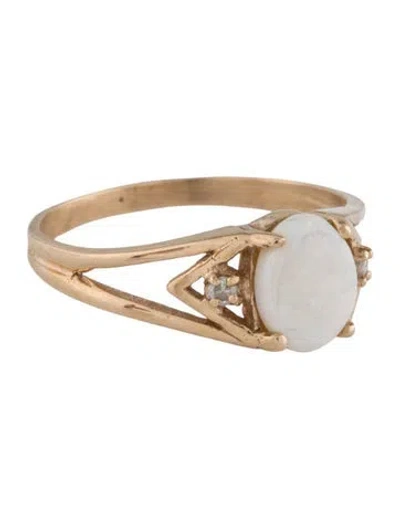 Pre-owned Ring 14k Opal & Diamond Cocktail  In Multi