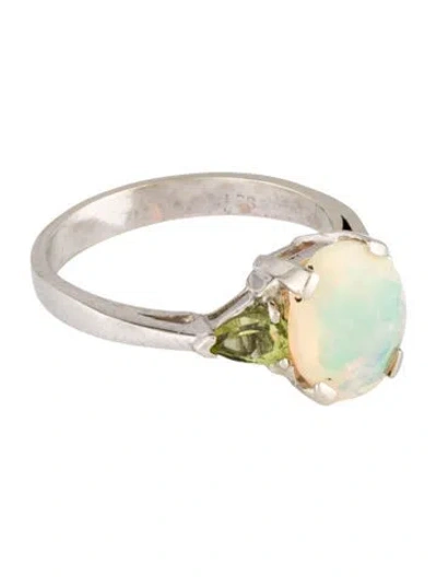 Pre-owned Ring 14k Opal & Peridot Cocktail  In Multicolor