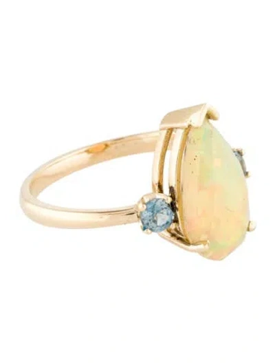 Pre-owned Ring 14k Opal & Sapphire Cocktail , 2" In Multi