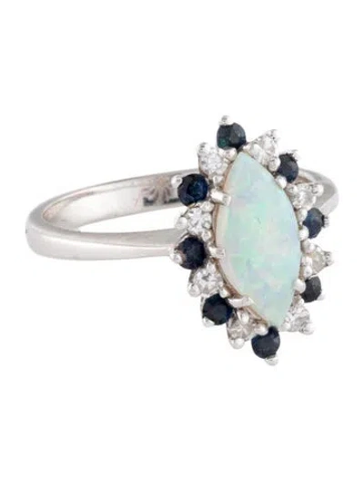 Pre-owned Ring 14k Opal, Diamond & Sapphire Cocktail  In Multi