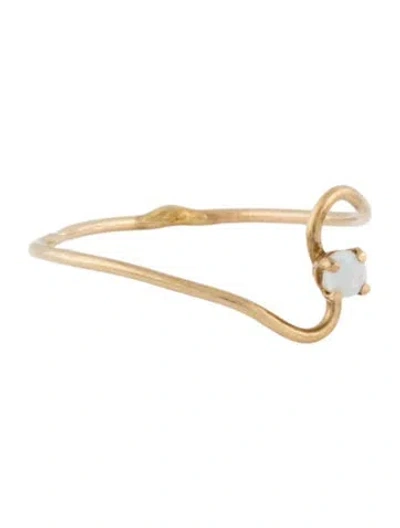 Pre-owned Ring 14k Opal Wavy Band In Multi