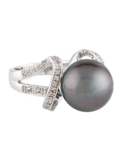 Pre-owned Ring 14k Pearl & Diamond Cocktail  In Multi