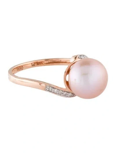 Pre-owned Ring 14k Pearl & Diamond Cocktail  In Multi