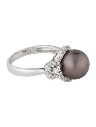 Pre-owned Ring 14k Pearl & Diamond Cocktail  In Multi