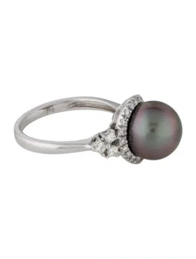 Pre-owned Ring 14k Pearl & Diamond Cocktail  In Multi