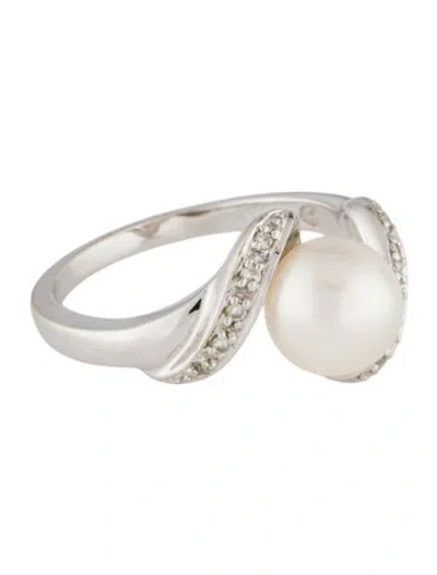 Pre-owned Ring 14k Pearl & Diamond Cocktail  In Multi