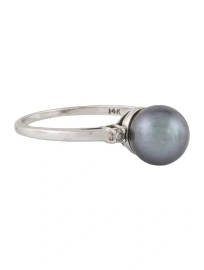 Pre-owned Ring 14k Pearl & Diamond Cocktail  In Multicolor