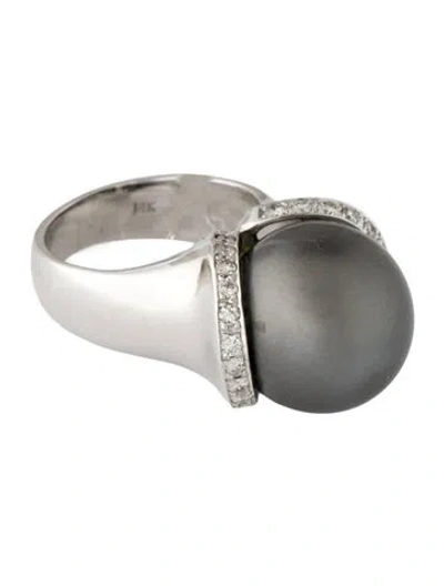 Pre-owned Ring 14k Pearl & Diamond Cocktail  In Multicolor
