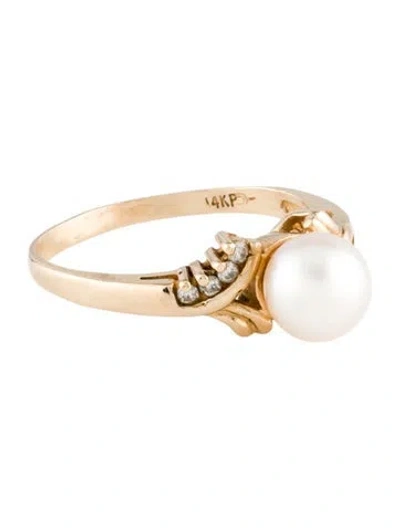 Pre-owned Ring 14k Pearl & Diamond  In Multi