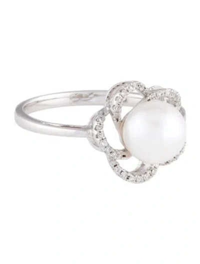 Pre-owned Ring 14k Pearl & Diamond  In Multi