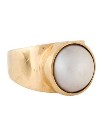 Pre-owned Ring 14k Pearl Bezel Cocktail In Multi