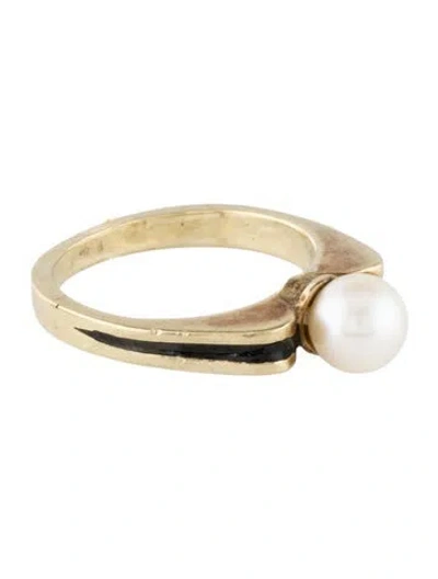 Pre-owned Ring 14k Pearl Cocktail  In Black