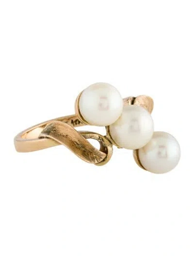 Pre-owned Ring 14k Pearl Cocktail  In Multi