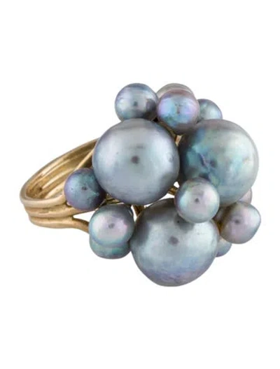 Pre-owned Ring 14k Pearl Cocktail  In Multi