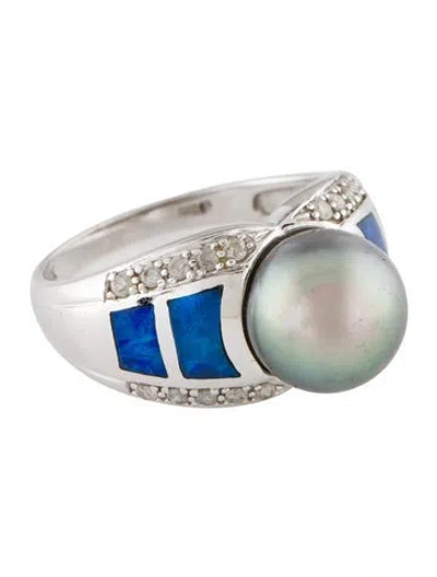 Pre-owned Ring 14k Pearl, Diamond & Opal Cocktail  In Multi