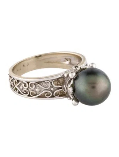 Pre-owned Ring 14k Pearl Filigree Cocktail  In Multi