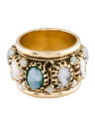 Pre-owned Ring 14k Pearl, Mother Of Pearl, Shell & Multistone Cameo