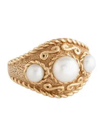 Pre-owned Ring 14k Pearl Signet  In Multicolor