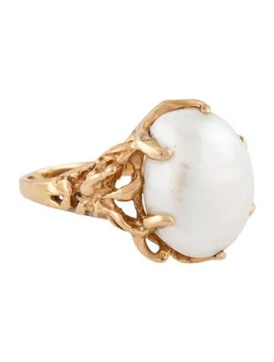 Pre-owned Ring 14k Pearl Textured Cocktail In Multicolor