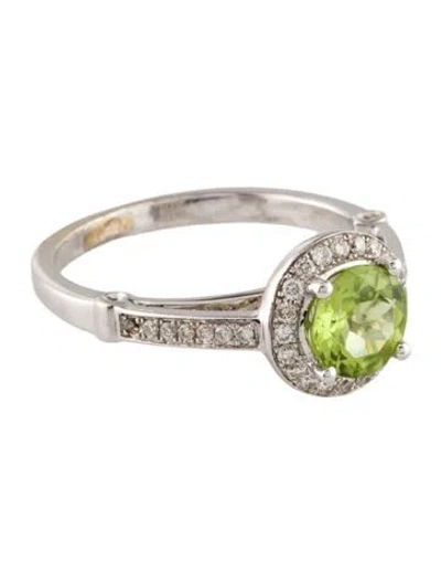 Pre-owned Ring 14k Peridot & Diamond Cocktail  In Multi
