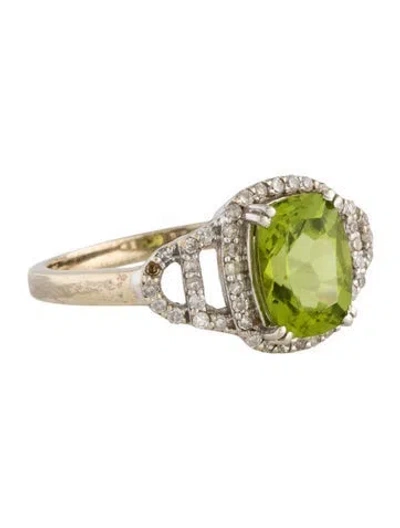 Pre-owned Ring 14k Peridot & Diamond Cocktail  In Multi