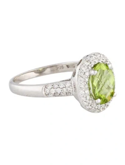 Pre-owned Ring 14k Peridot & Diamond Cocktail  In Multi