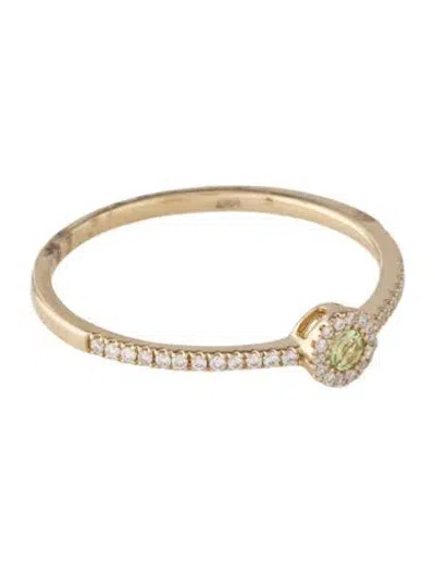 Pre-owned Ring 14k Peridot & Diamond Cocktail  In Multicolor