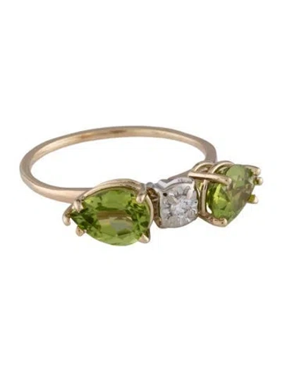 Pre-owned Ring 14k Peridot & Diamond  In Multicolor