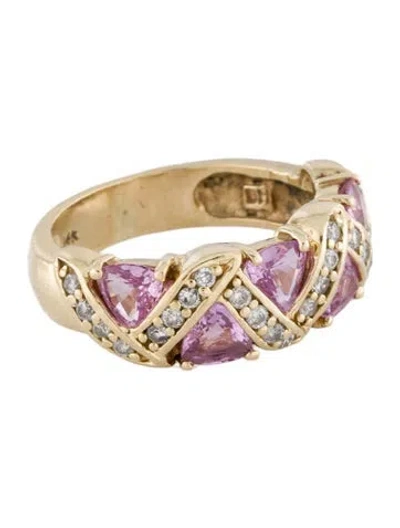 Pre-owned Ring 14k Pink Sapphire & Diamond Band In Multi