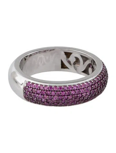 Pre-owned Ring 14k Pink Sapphire Pavé Band In Multi