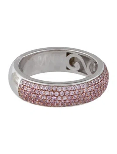 Pre-owned Ring 14k Pink Sapphire Pavé Band In Multi