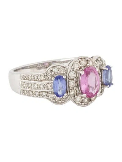 Pre-owned Ring 14k Pink Sapphire, Tanzanite & Diamond  In Multi