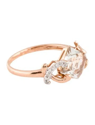 Pre-owned Ring 14k Prasiolite & Diamond Cocktail  In Multi