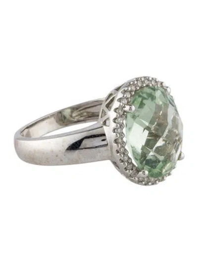 Pre-owned Ring 14k Prasiolite & Diamond Cocktail  In Multi