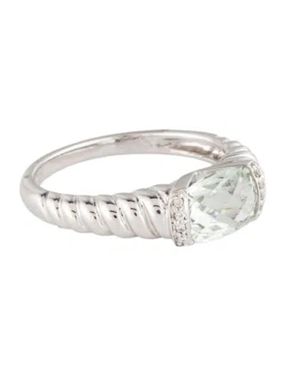 Pre-owned Ring 14k Prasiolite & Diamond Cocktail  In Multi
