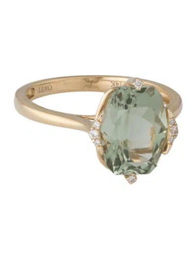Pre-owned Ring 14k Prasiolite & Diamond Cocktail  In Multicolor