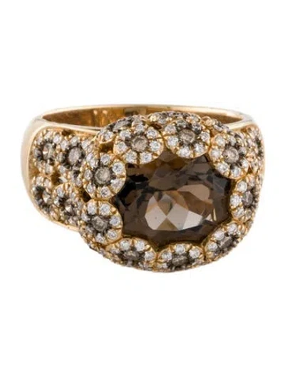 Pre-owned Ring 14k Quartz & 1.04ctw Diamond Cocktail  In Multi