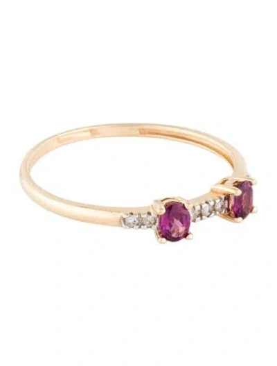 Pre-owned Ring 14k Rhodolite & Diamond Band In Multi