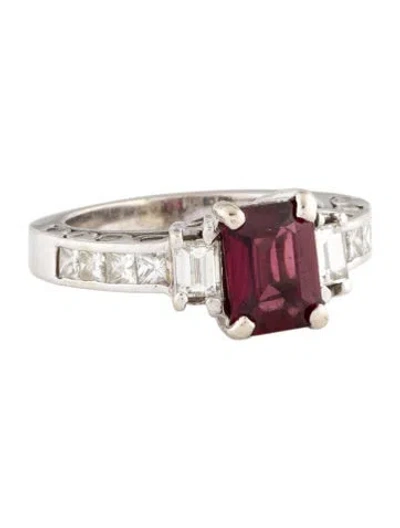 Pre-owned Ring 14k Rhodolite & Diamond Cocktail  In Multi