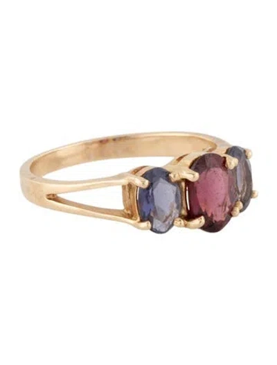 Pre-owned Ring 14k Rhodolite Garnet & Iolite Cocktail  In Multicolor