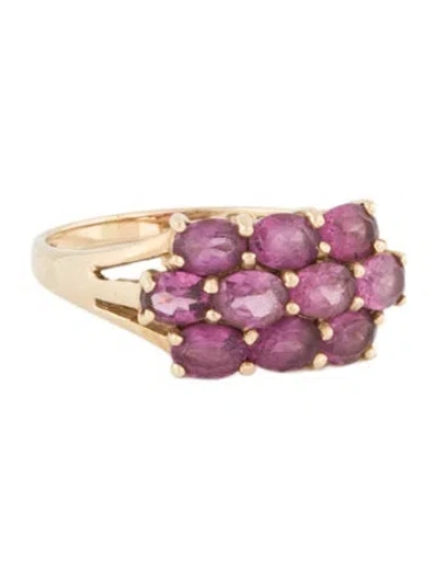 Pre-owned Ring 14k Rhodolite Garnet Cocktail  In Multi