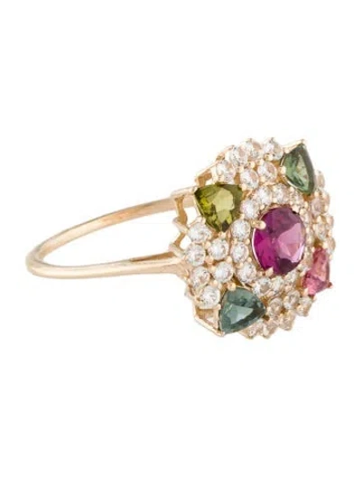 Pre-owned Ring 14k Rhodolite, Sapphire & Tourmaline Cocktail  In Multi