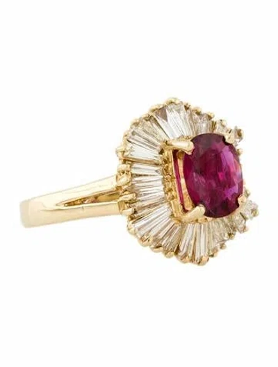 Pre-owned Ring 14k Ruby & Diamond Ballerina Cocktail  In Multi