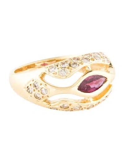 Pre-owned Ring 14k Ruby & Diamond Band In Multi