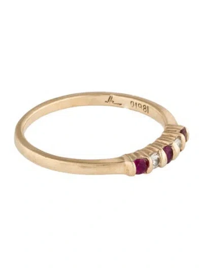 Pre-owned Ring 14k Ruby & Diamond Band In Multi