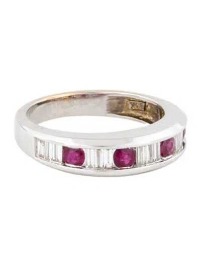 Pre-owned Ring 14k Ruby & Diamond Band In Multi