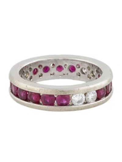 Pre-owned Ring 14k Ruby & Diamond Band In Multi