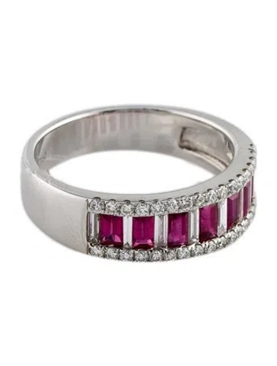 Pre-owned Ring 14k Ruby & Diamond Band In Multi
